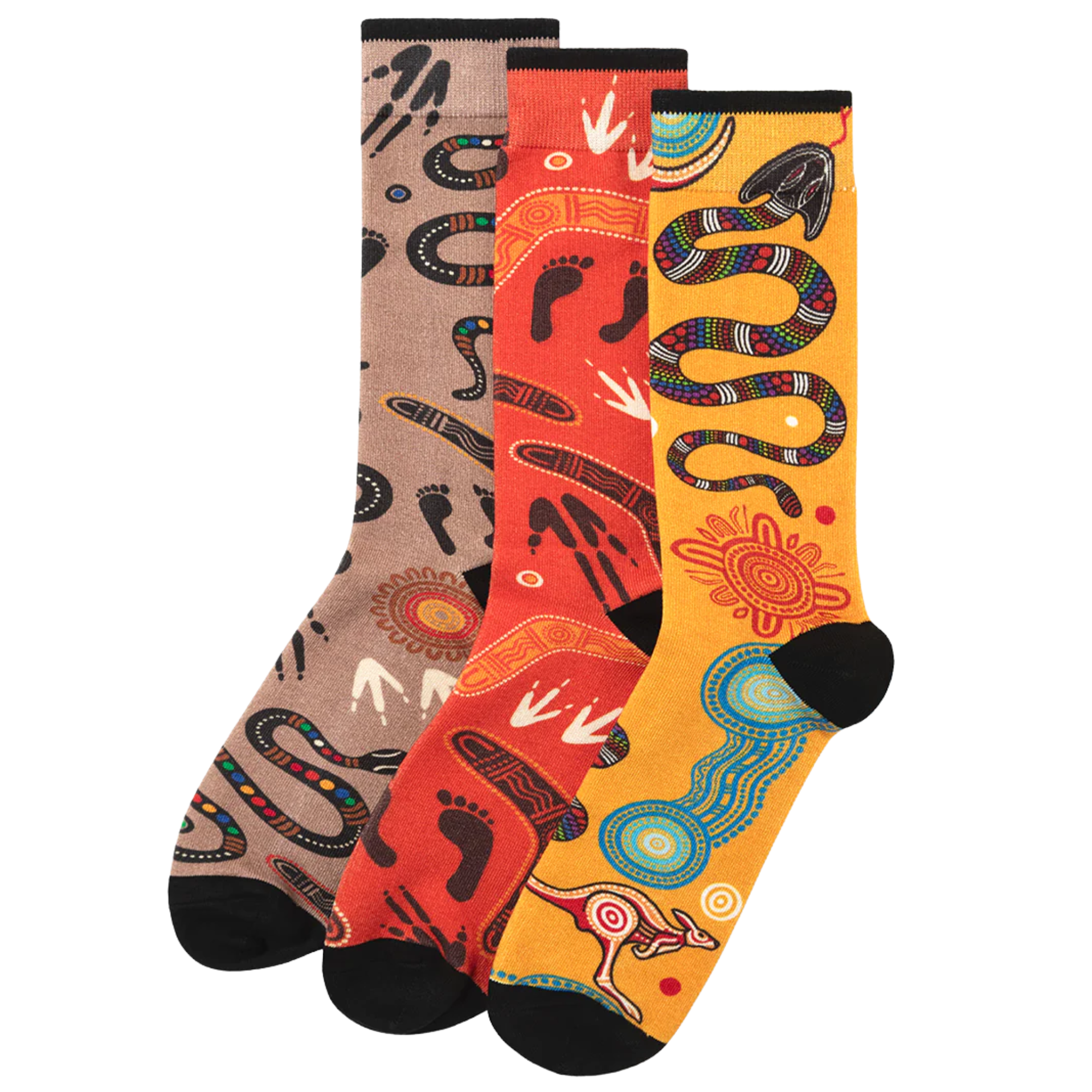 Mens Native Australian Dreamtime 3pk Gift Set Bamboo Socks