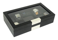 Black Wooden Watch Box for 8 Watches+ Organiser
