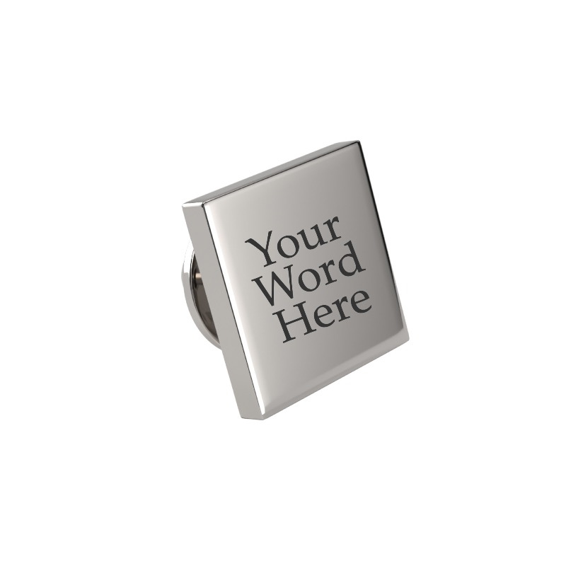 Custom Word Engraved Square Lapel Pin
