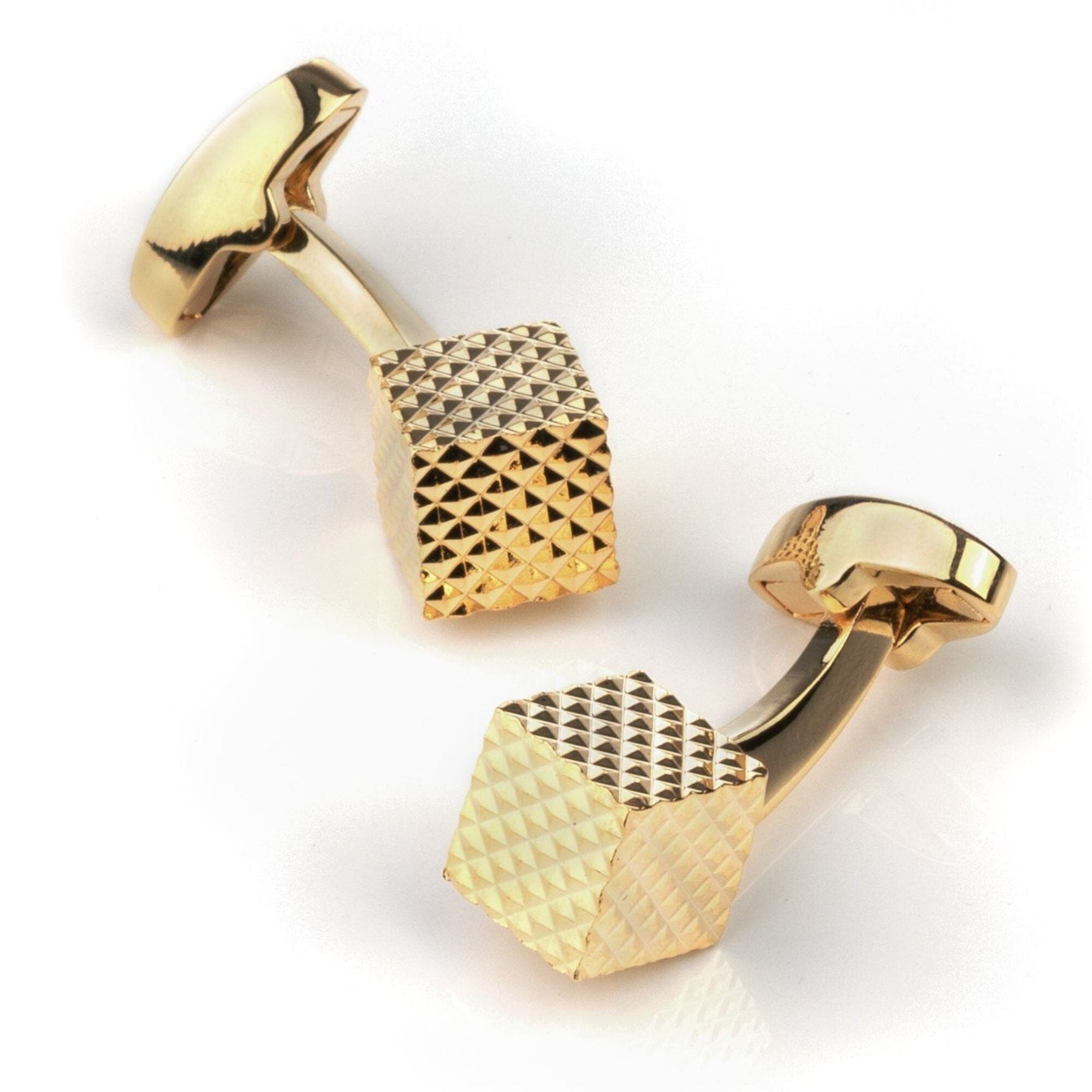 Gold Diamond Textured Cube Cufflinks Classic & Modern Cufflinks Clinks Australia