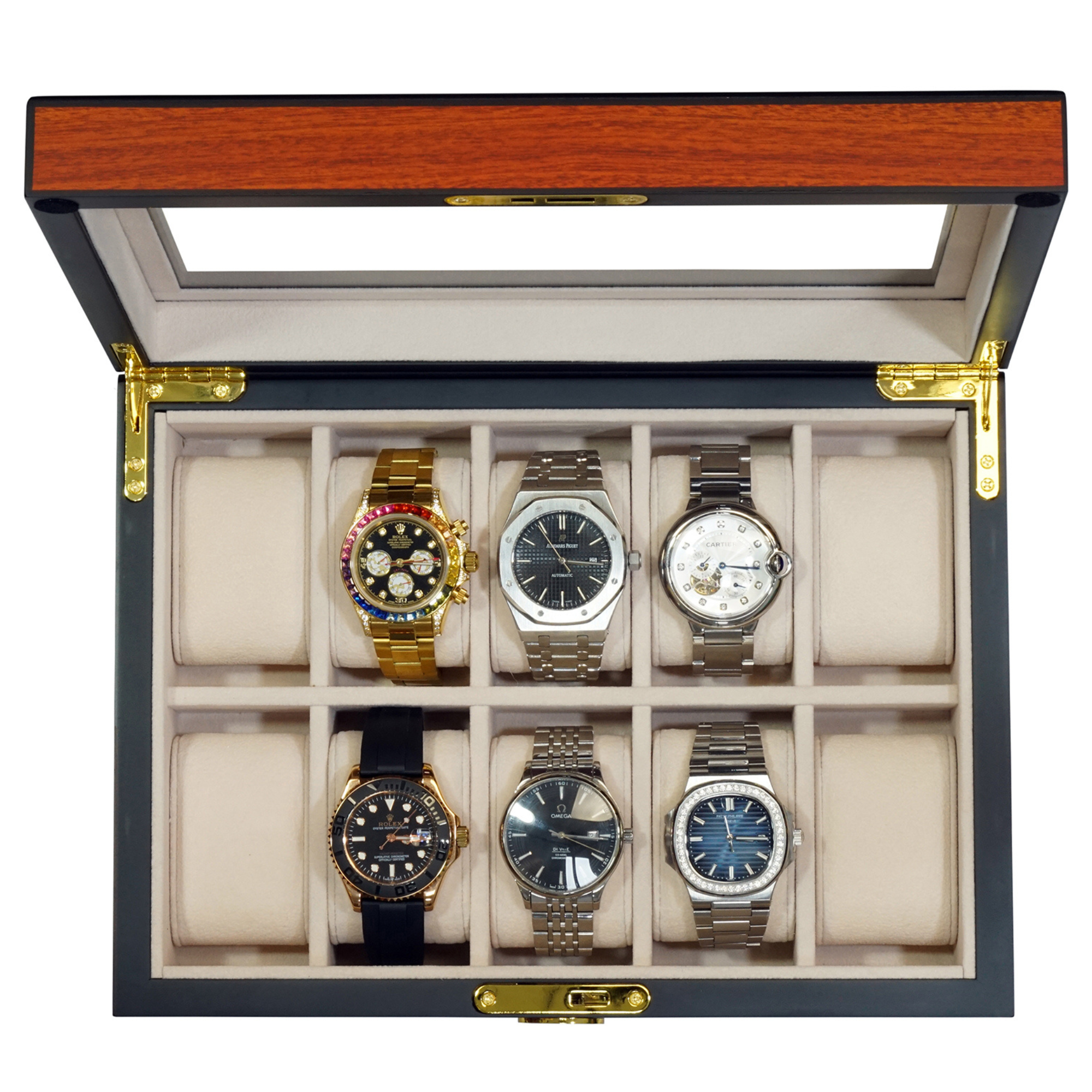 Cherry Wooden Watch Box for 10 Watches
