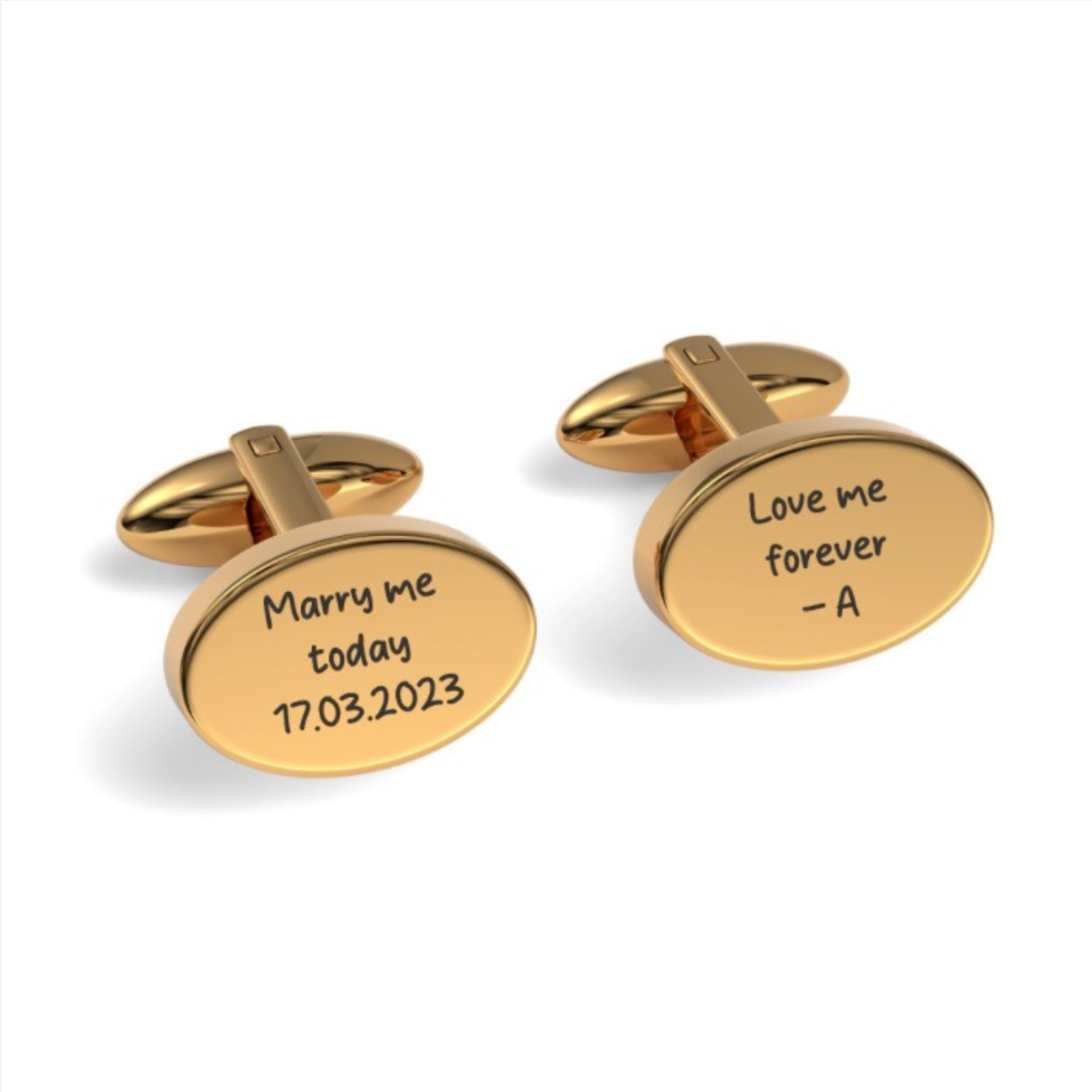 Custom Handwriting Engraved Oval Cufflinks