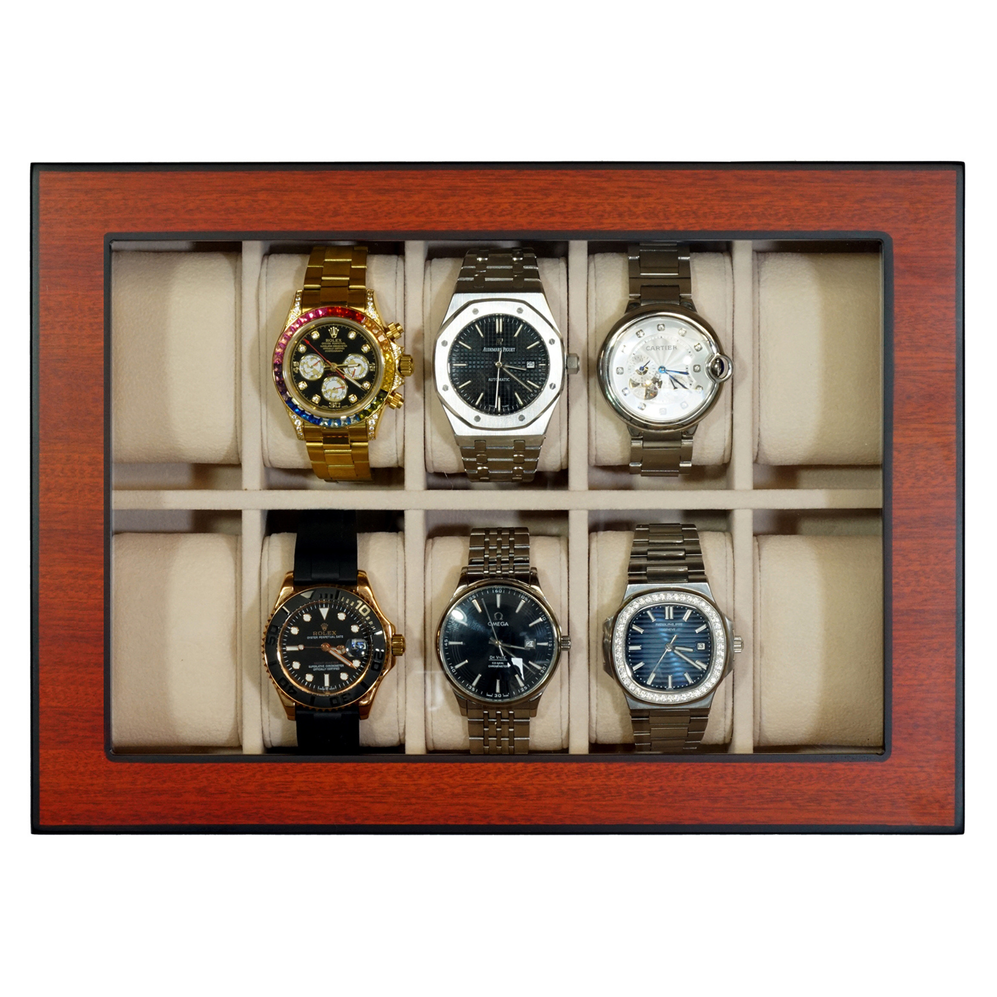 Cherry Wooden Watch Box for 10 Watches