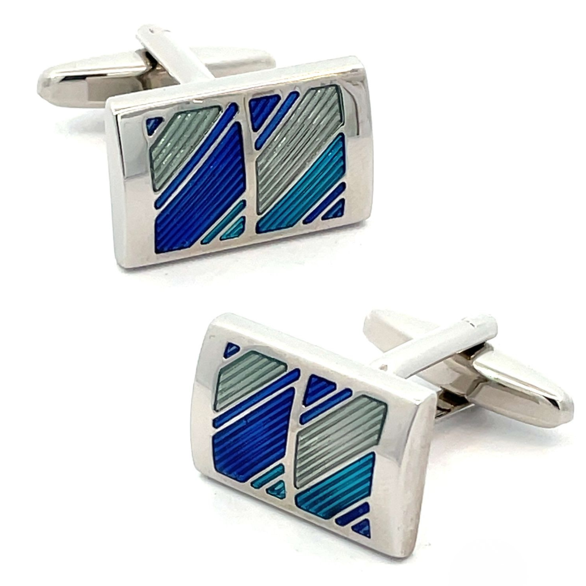 Striped Windows Blue and Green Cufflinks