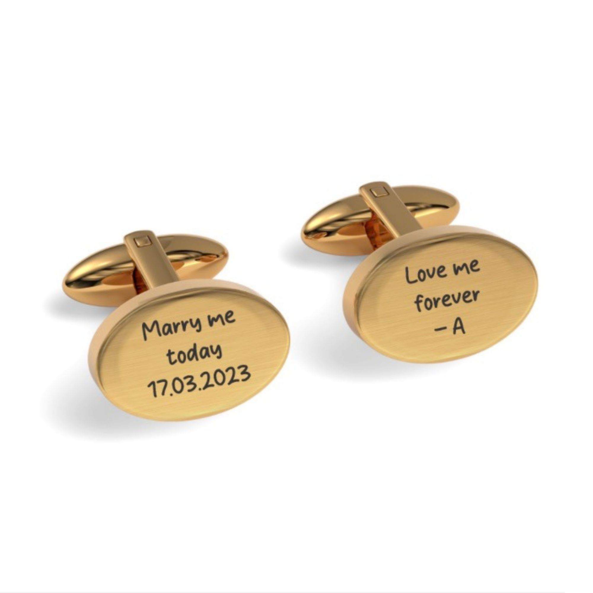 Custom Handwriting Engraved Oval Cufflinks