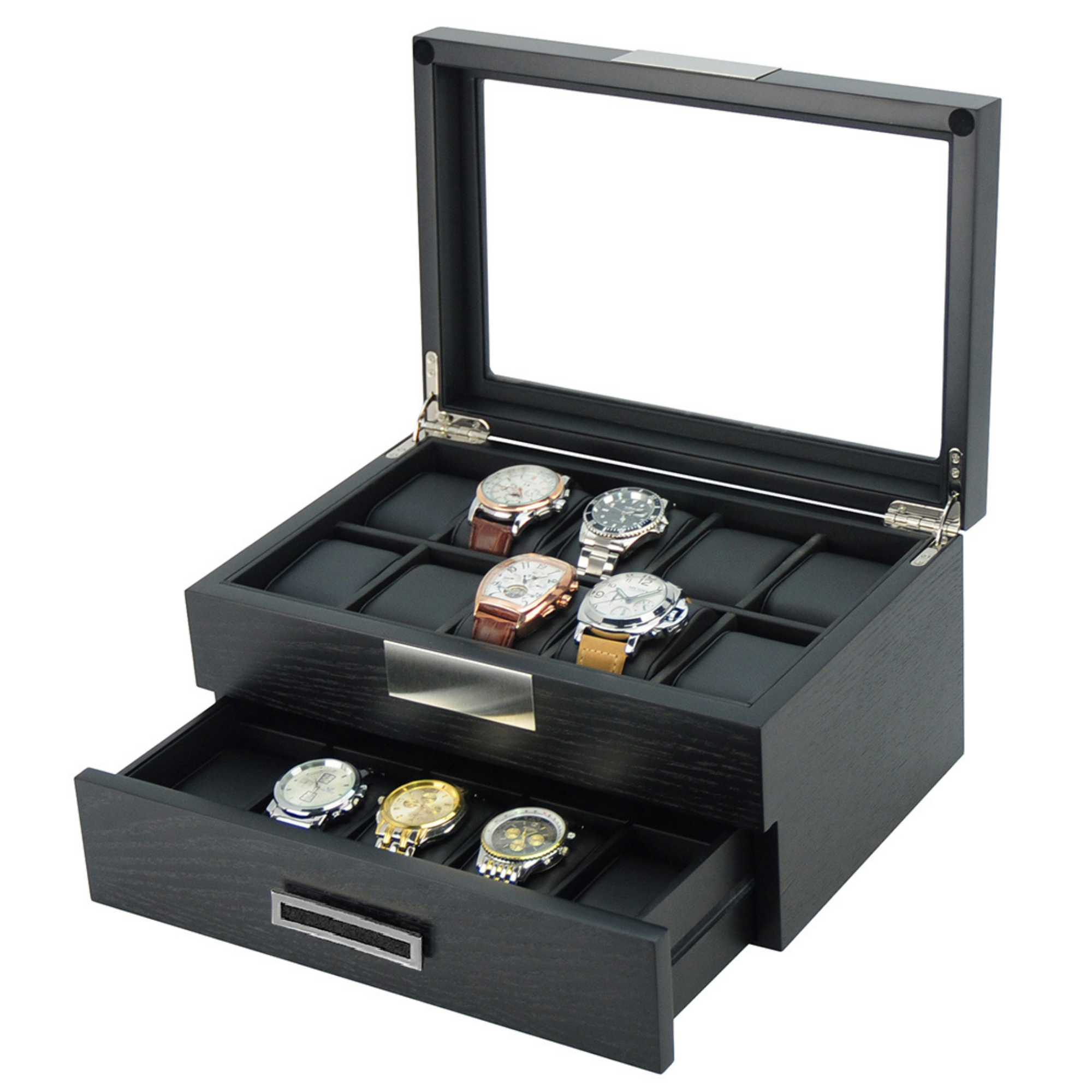 Black Wooden Watch Box for 20 Watches
