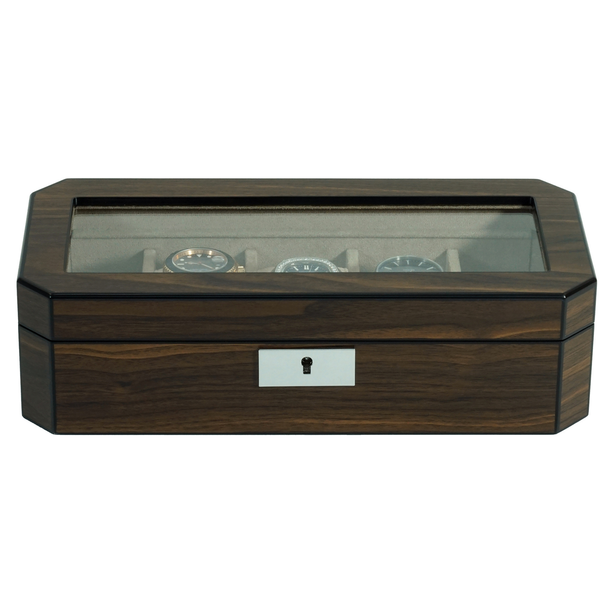 5 Slots Octagon Walnut Wooden Watch Box