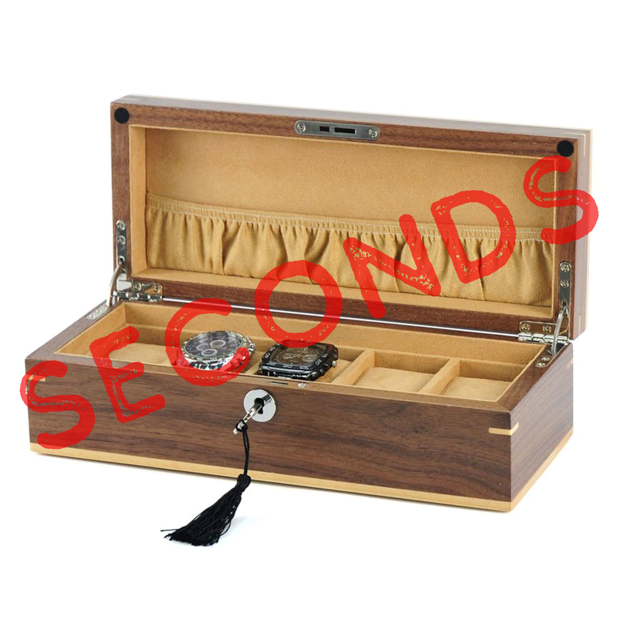Seconds - Walnut Wooden Watch Box for 5 Watches