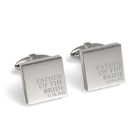 Father of the Bride & Date Engraved Wedding Square Cufflinks