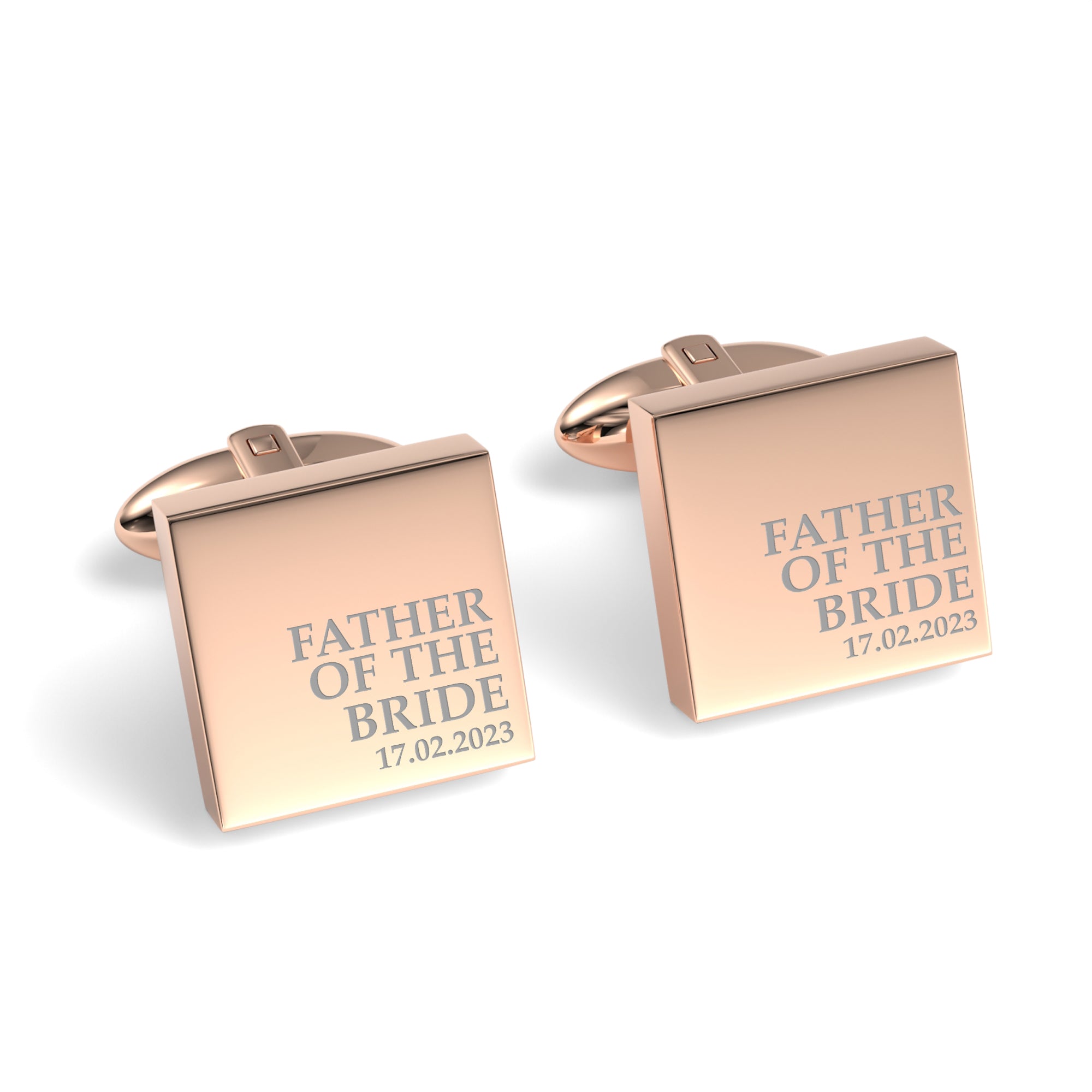 Father of the Bride & Date Engraved Wedding Square Cufflinks