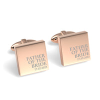 Father of the Bride & Date Engraved Wedding Square Cufflinks