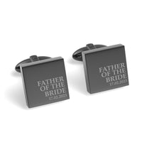 Father of the Bride & Date Engraved Wedding Square Cufflinks