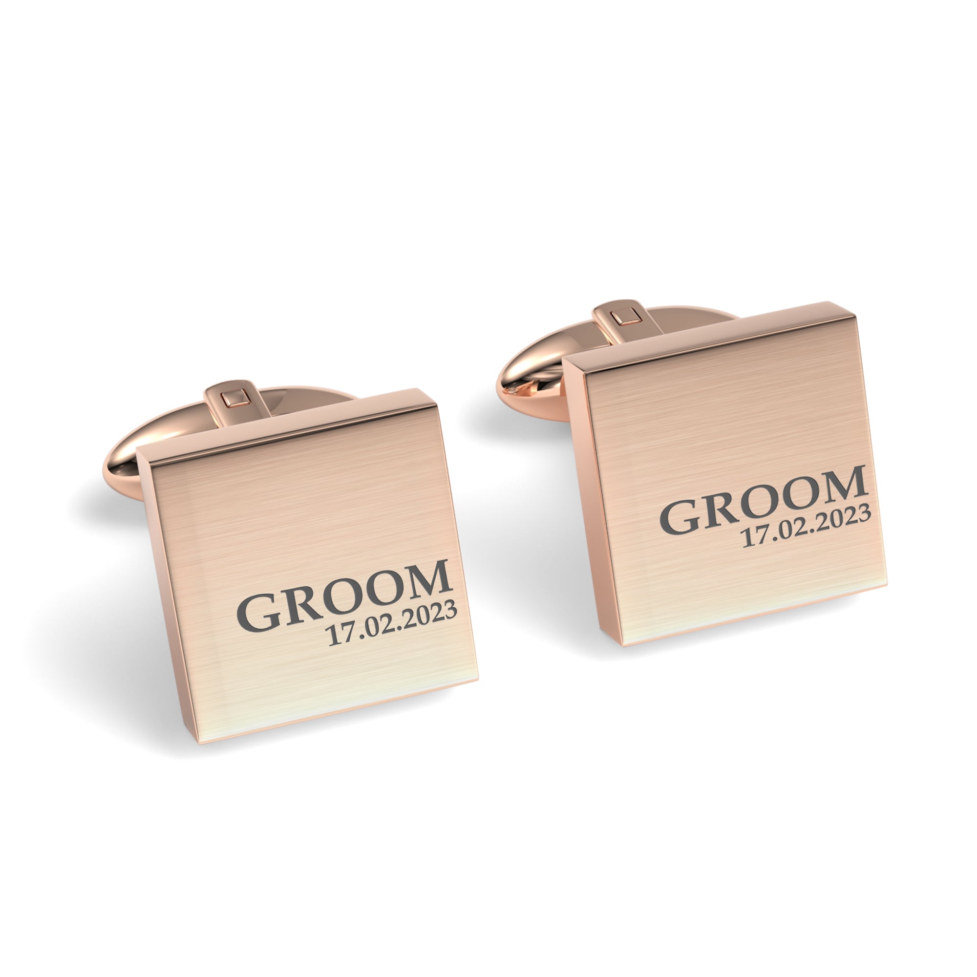 Groom & Date Engraved Wedding Square Cufflinks