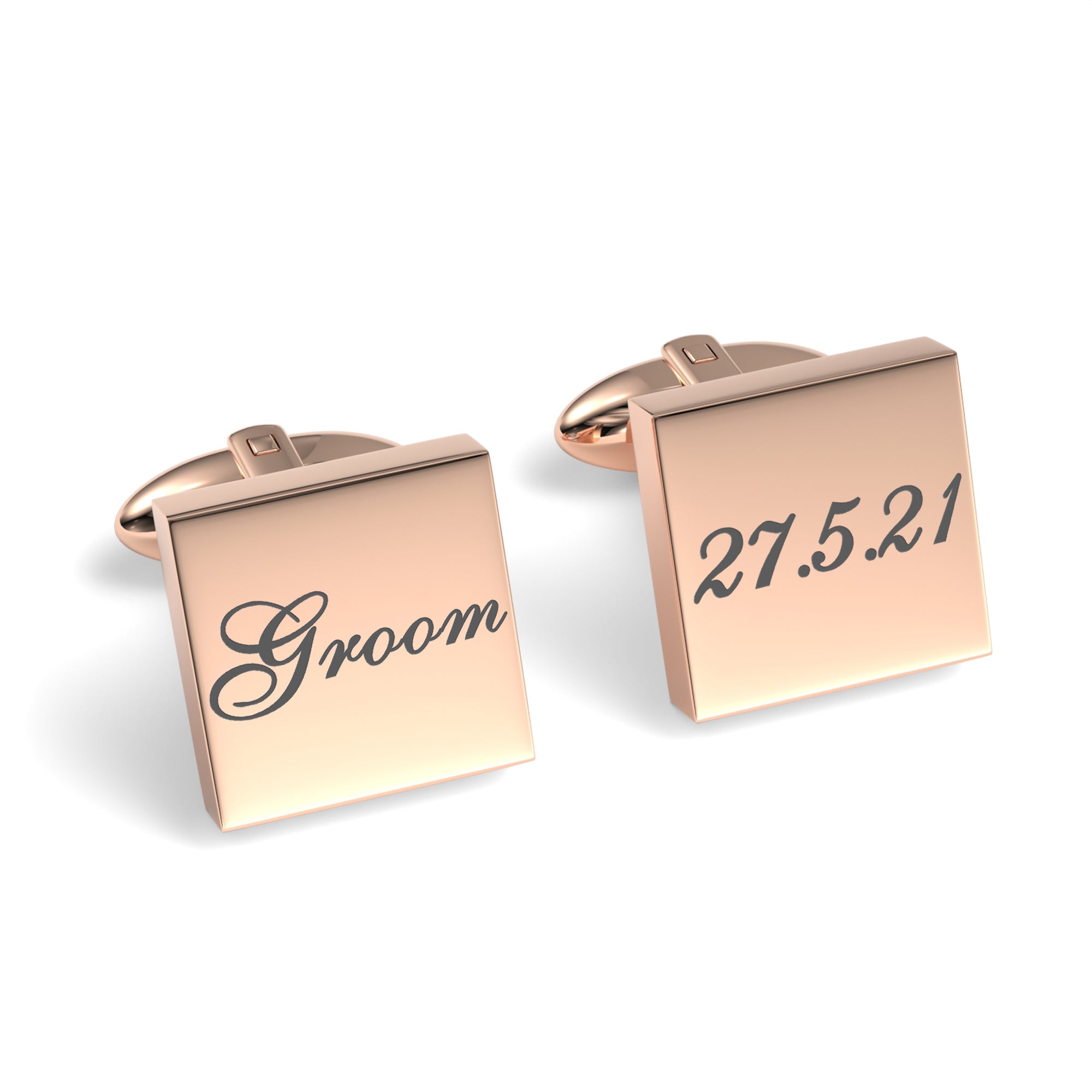 Groom Wedding Date Engraved Square Cufflinks