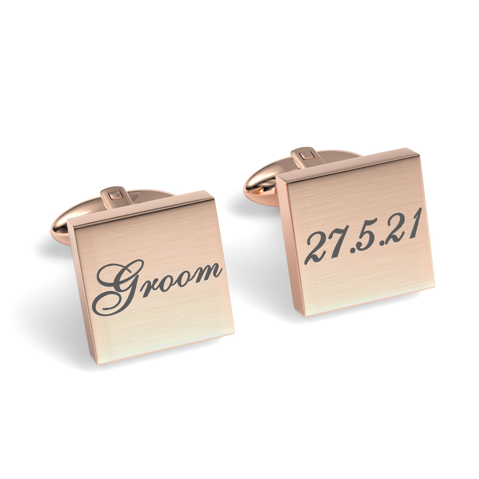 Groom Wedding Date Engraved Square Cufflinks