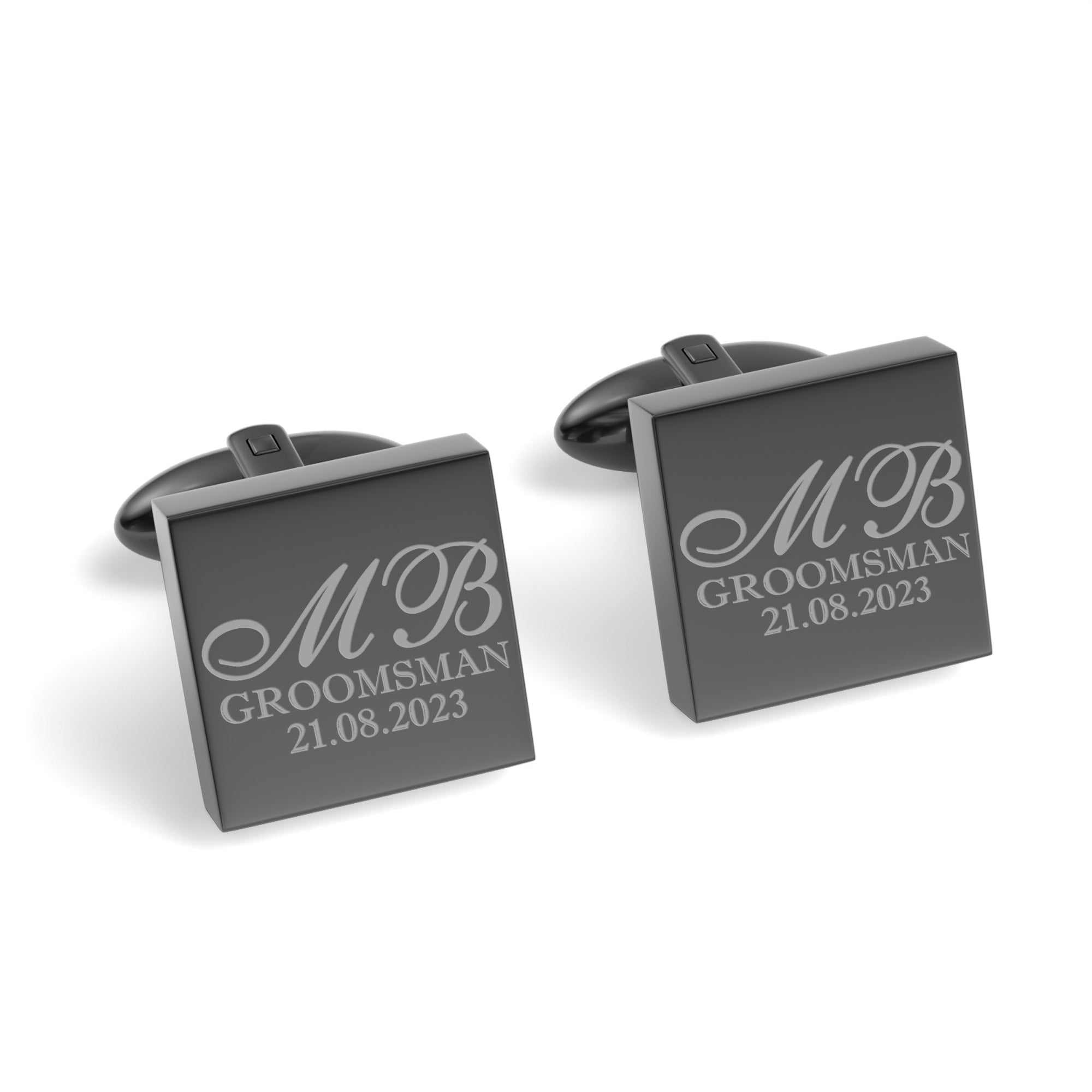 Initials with Wedding Role + Date Engraved Cufflinks