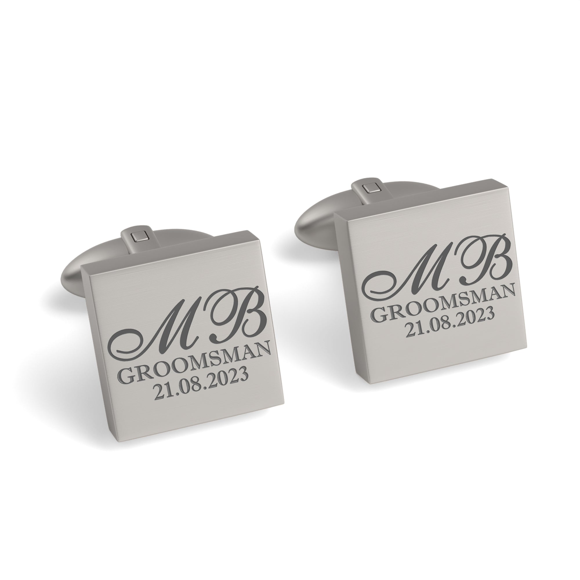 Initials with Wedding Role + Date Engraved Cufflinks