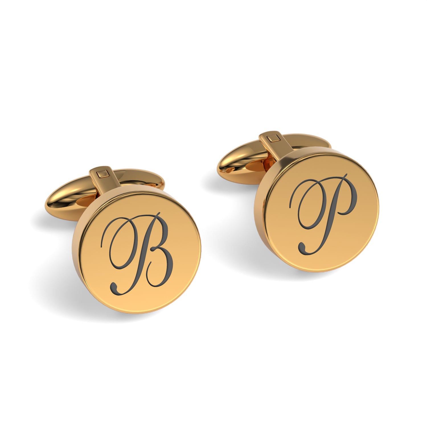 Large Initials Engraved Round Cufflinks
