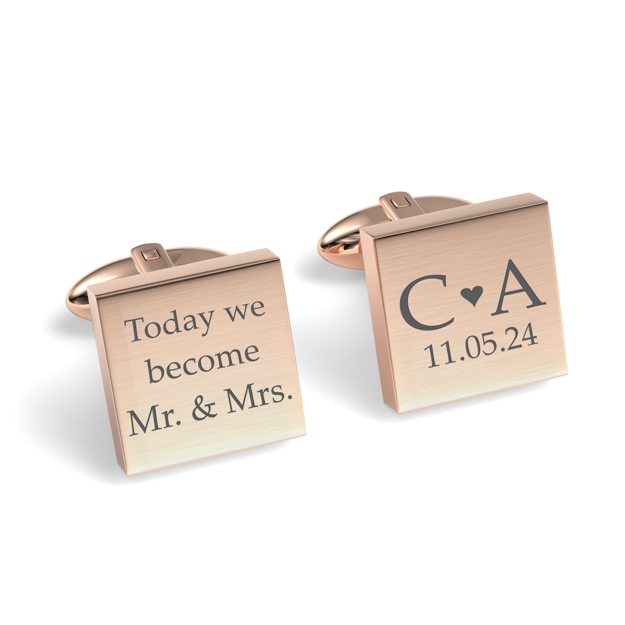 Today We Become Initials Date Engraved Square Cufflinks