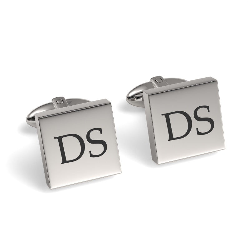 Two Initials Engraved Square Cufflinks