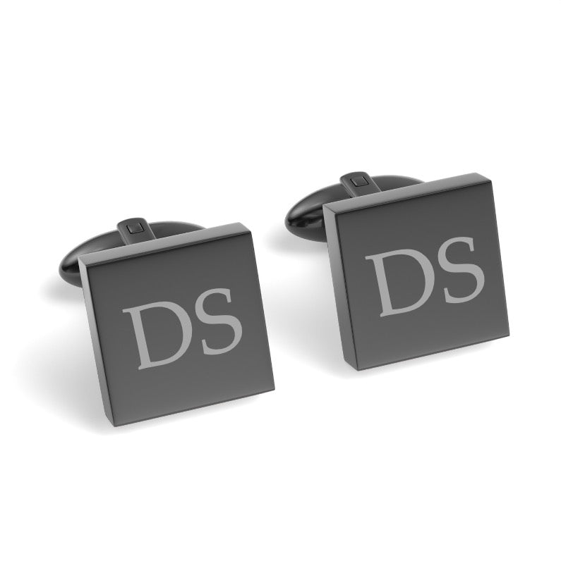Two Initials Engraved Square Cufflinks
