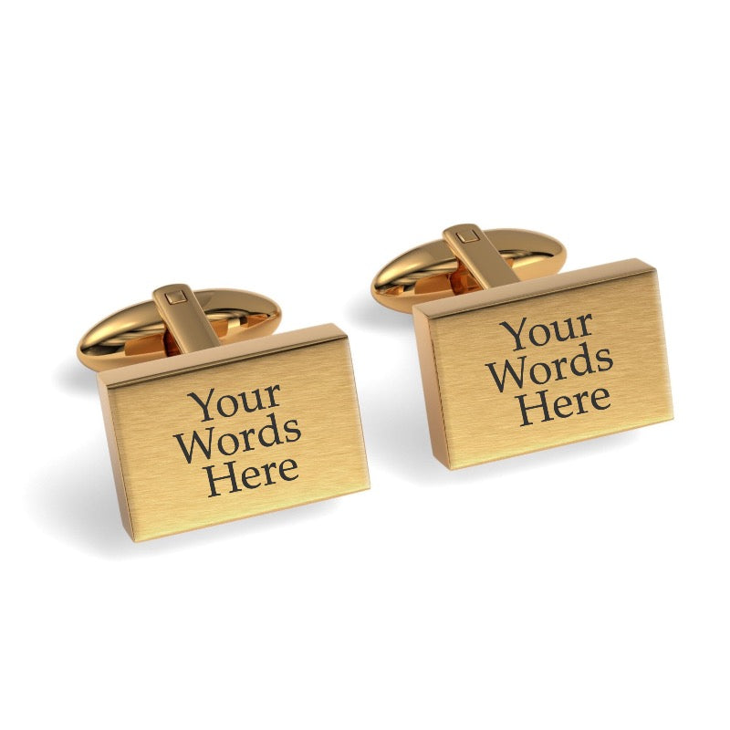 Custom Word Engraved Rectangle Cufflinks