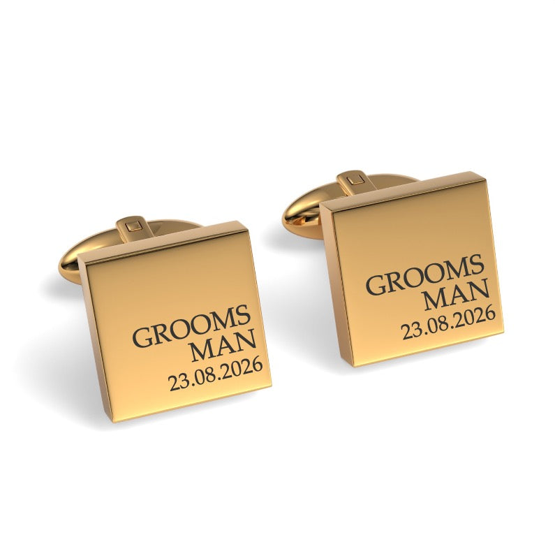 Groomsman & Date Engraved Wedding Square Cufflinks