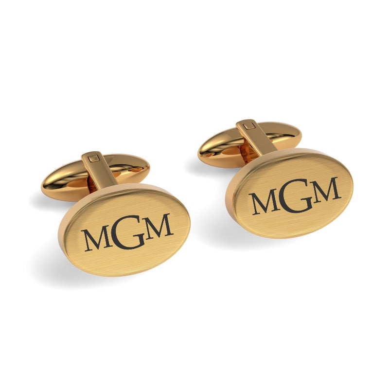 Engraved Monogram Initials Oval Cufflinks