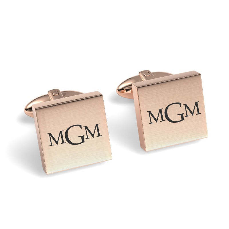 Engraved Monogram Initials Square Cufflinks