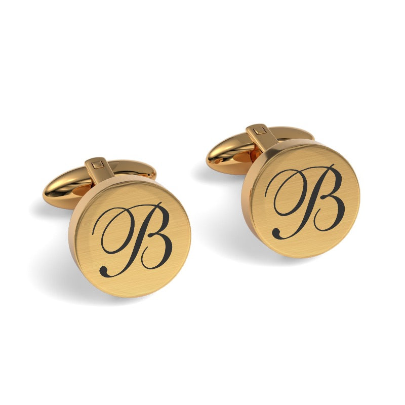 Large Initials Engraved Round Cufflinks