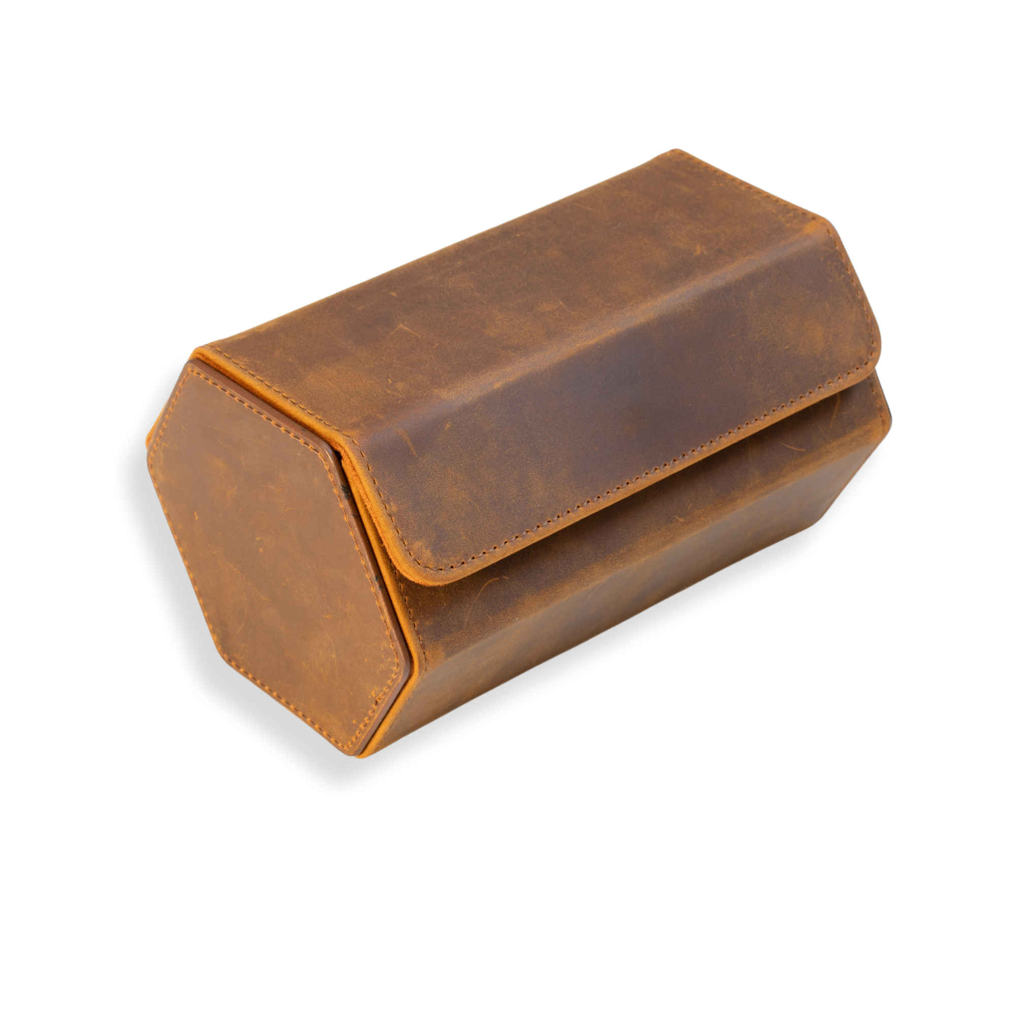 Seconds - Hex Leather Watch Roll 2 Slots in Saddle Leather/Brown