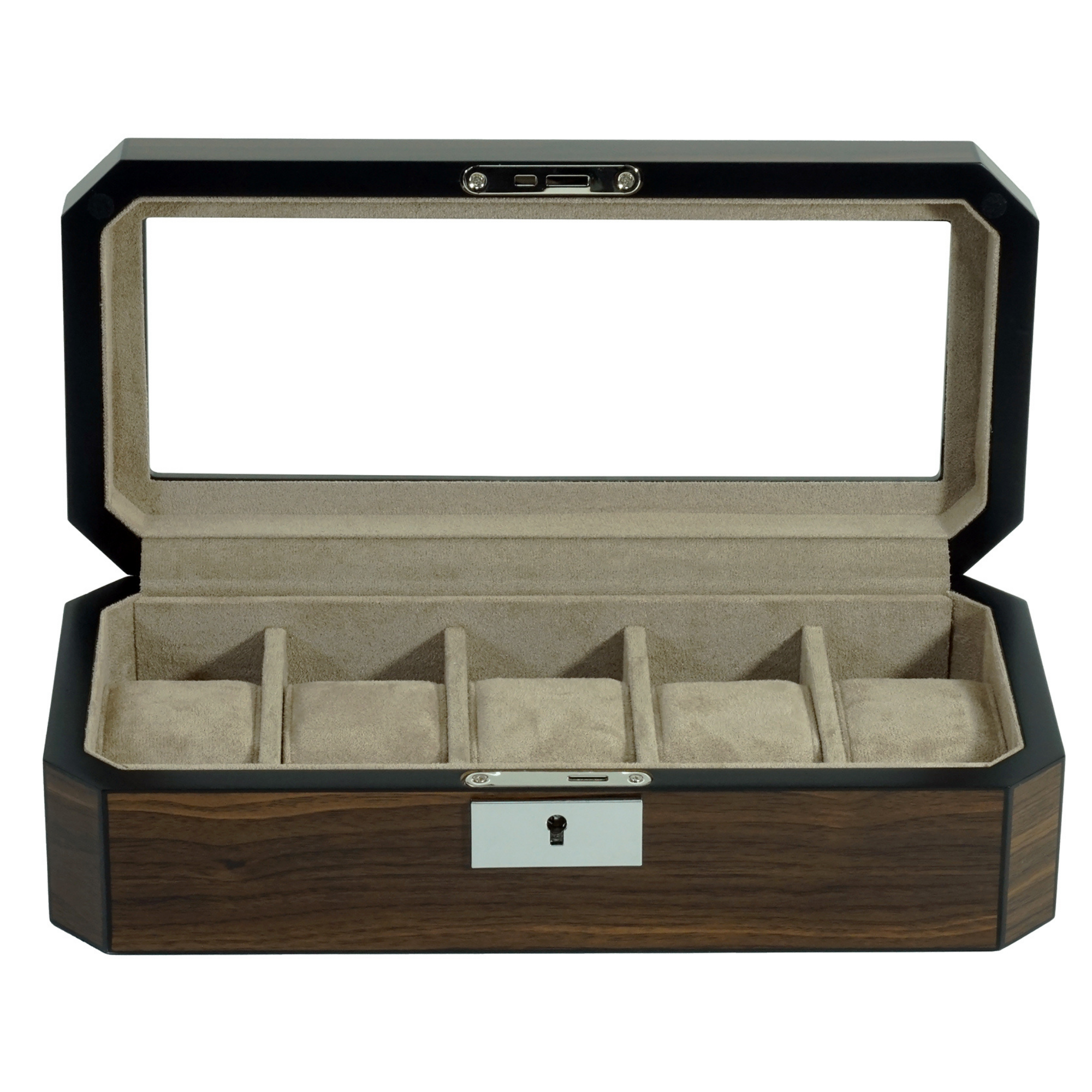 5 Slots Octagon Walnut Wooden Watch Box