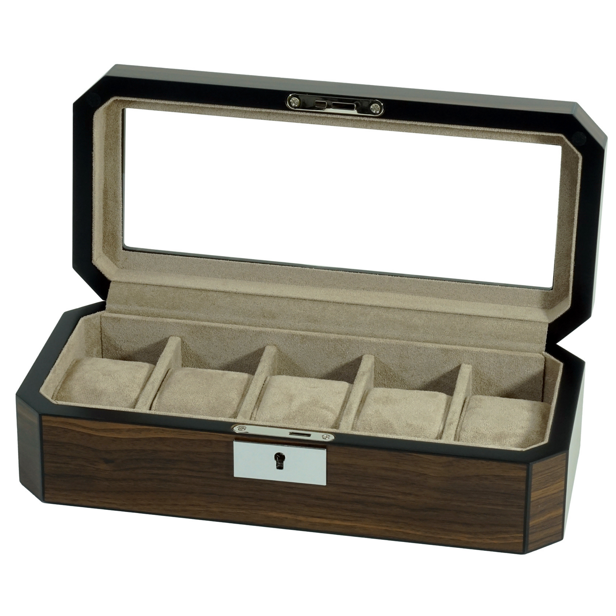 5 Slots Octagon Walnut Wooden Watch Box