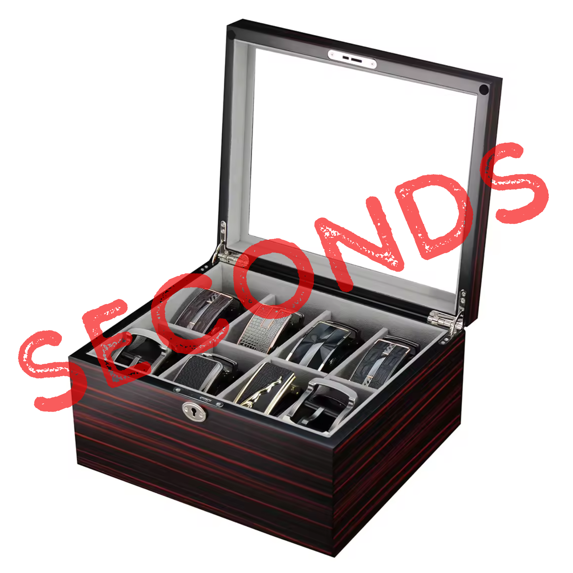 Seconds - 8 Slots Ebony Wooden Belt Box