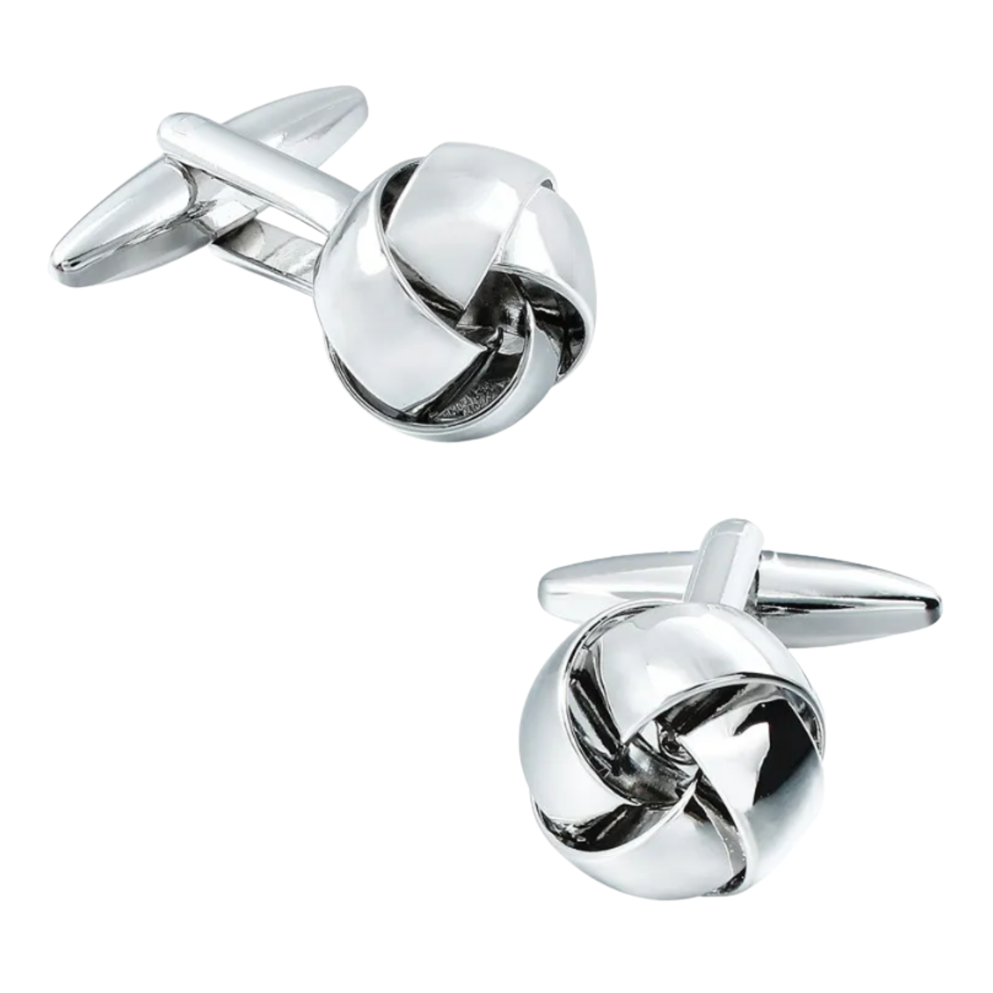 Shiny Silver Twist Knot Cufflinks and Stud Set
