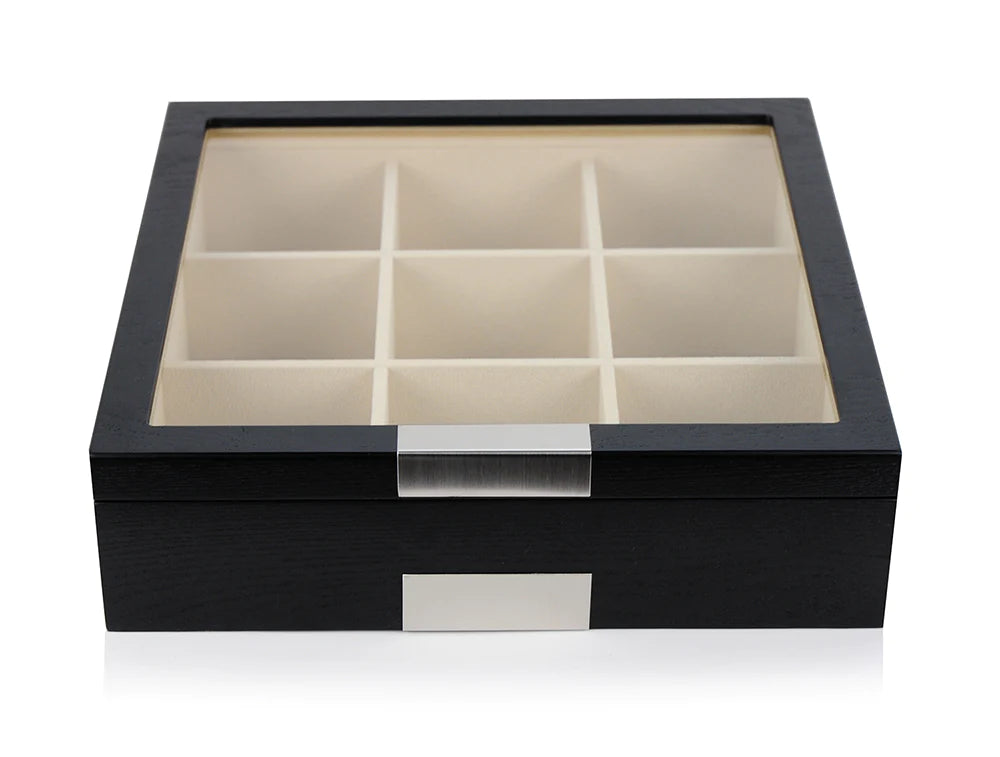 Black Wooden Tie Box for 9