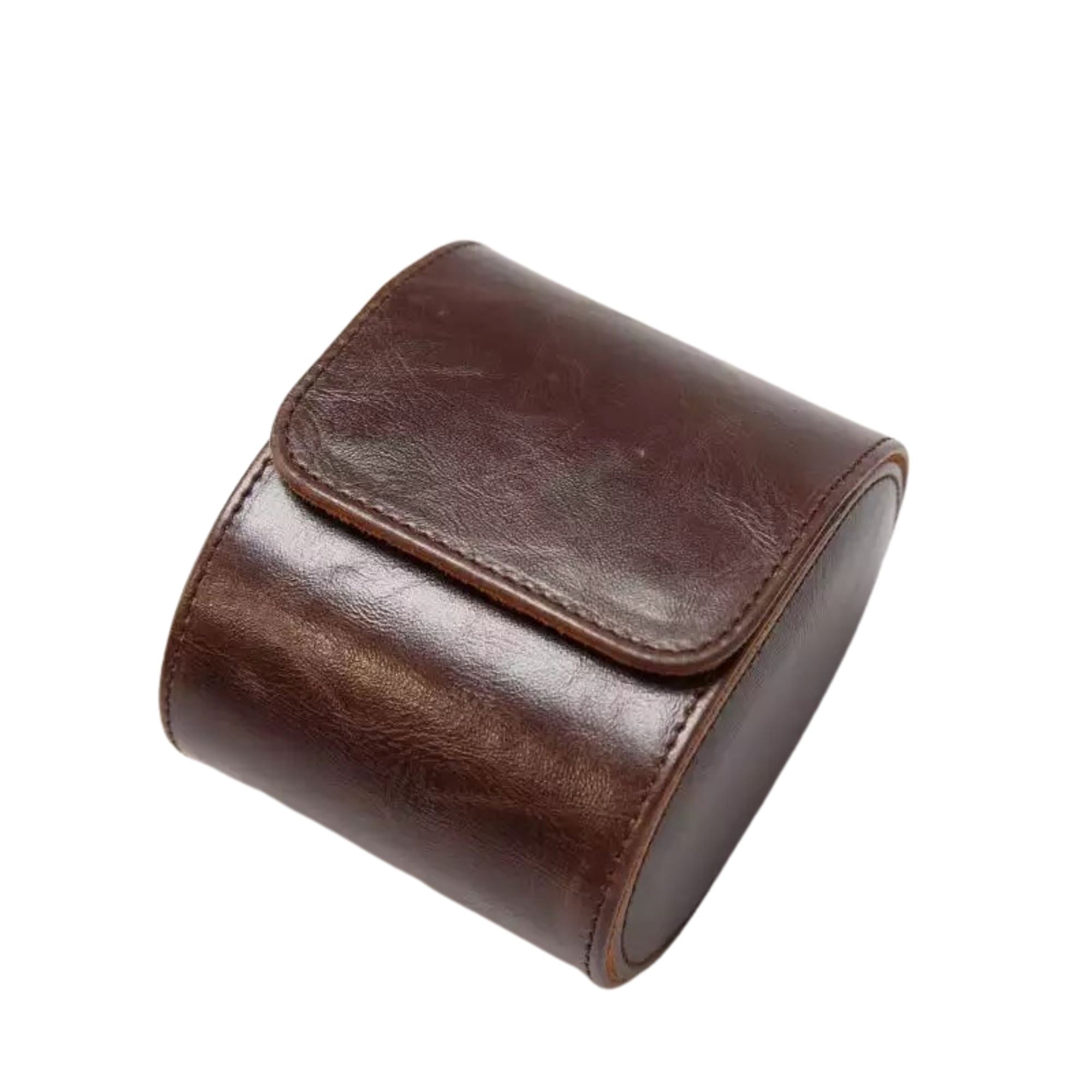 Watch Roll Case for 1 in Brown Vegan Leather Watch Boxes Clinks