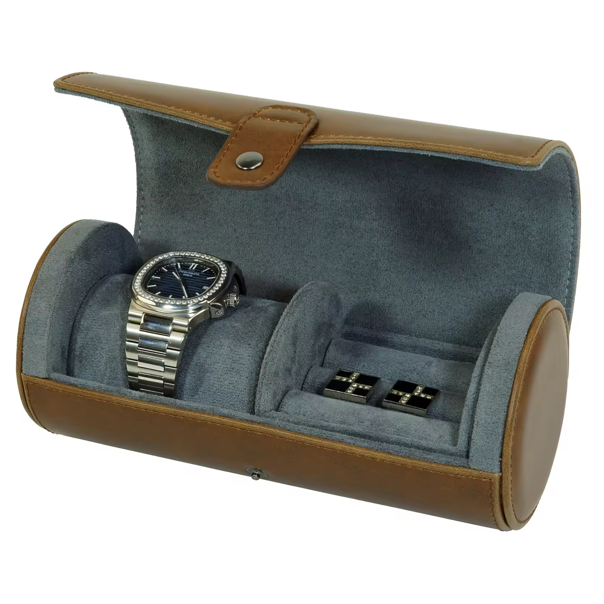 Brown Leather Travel Watch Roll Case