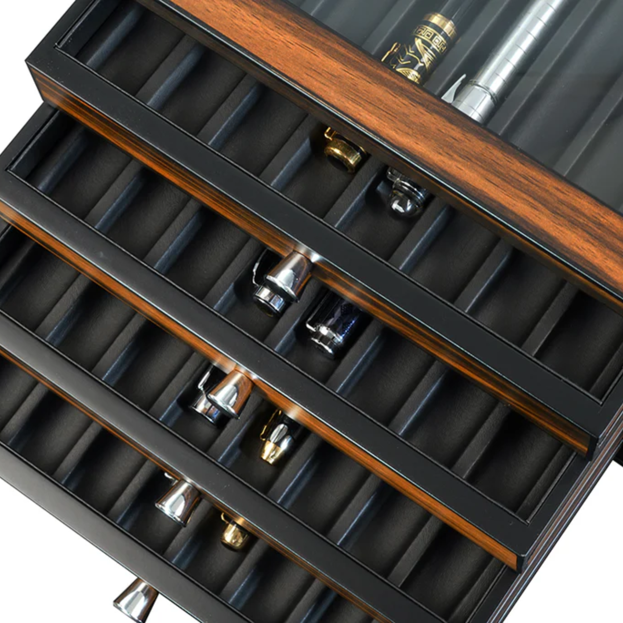 32 Slots Ebony Wooden Pen Box