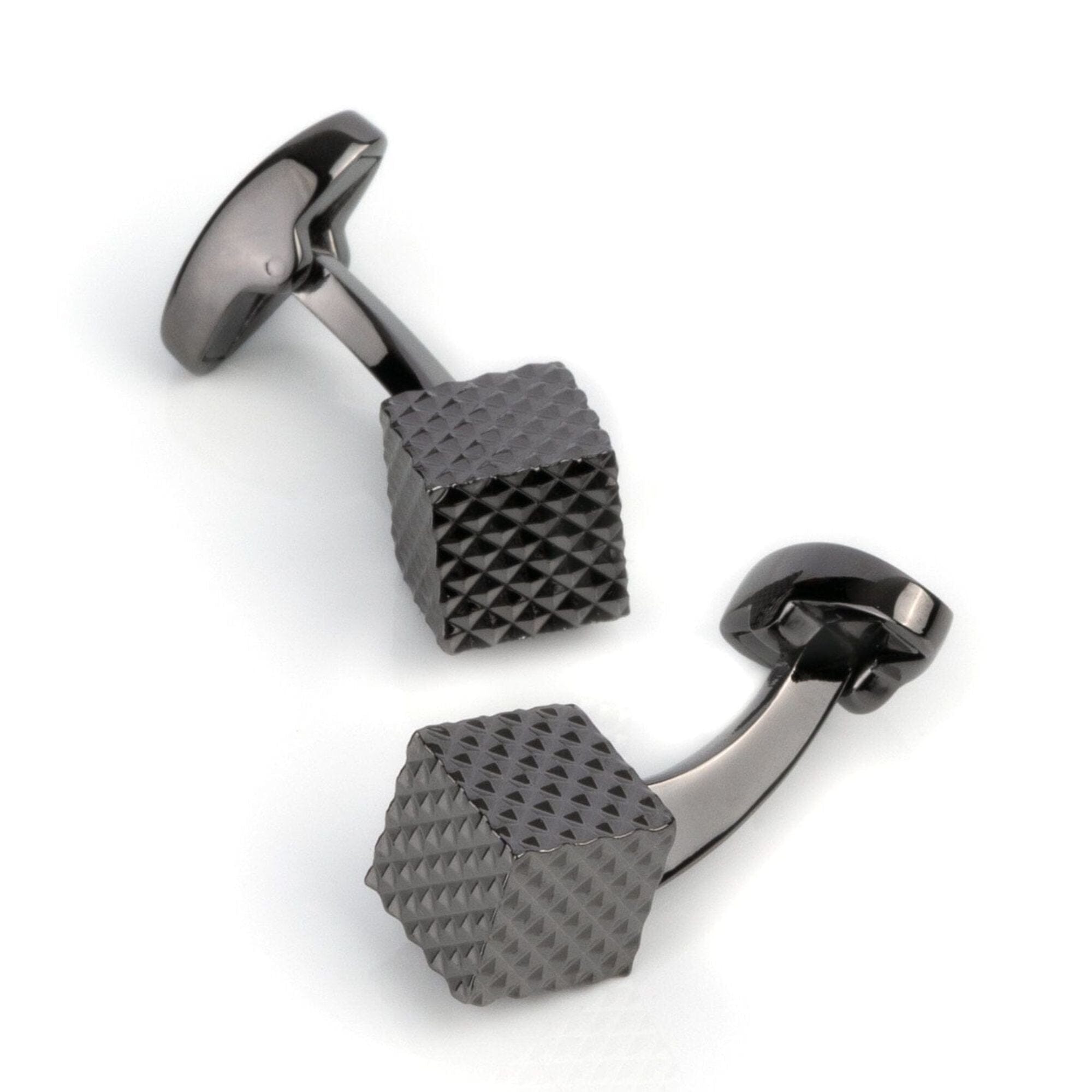 Gunmetal Diamond Textured Cube Cufflinks Classic & Modern Cufflinks Clinks Australia Gunmetal Diamond Textured Cube Cufflinks