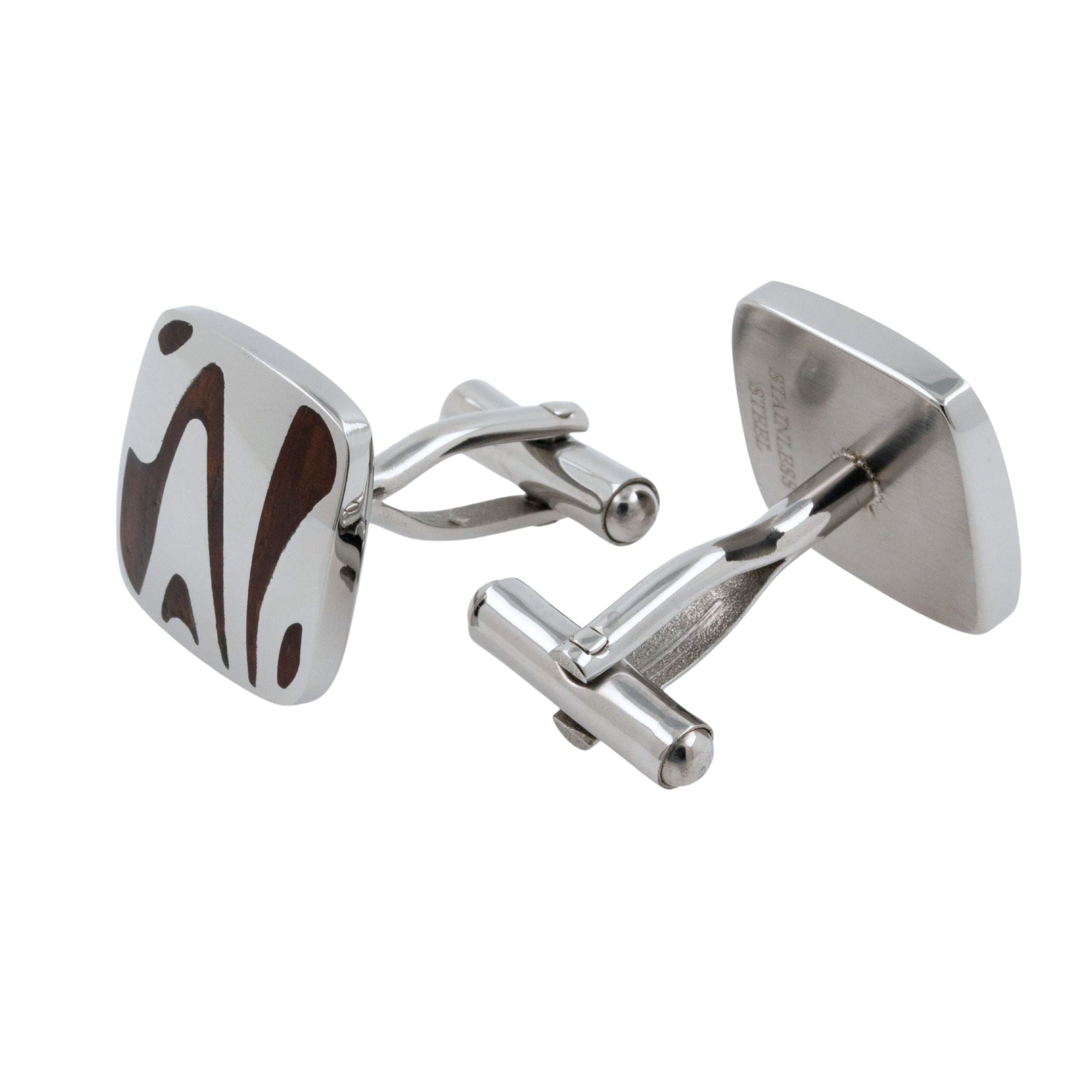 River Wood and Stainless Steel Cufflinks Classic & Modern Cufflinks Clinks Australia