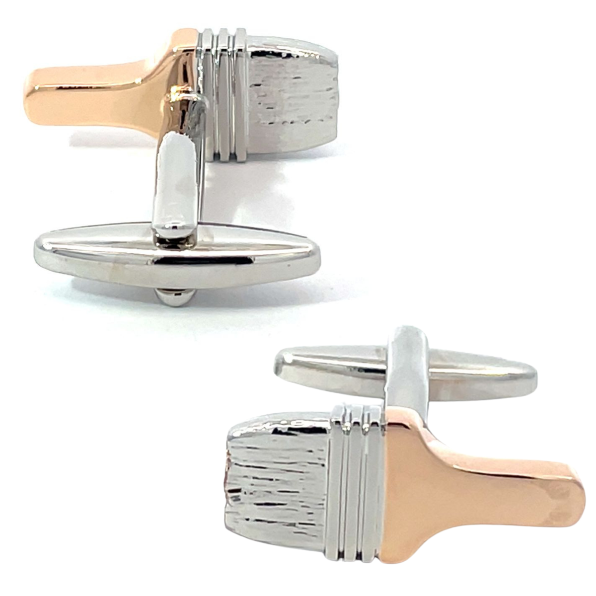 Rose Gold Silver Paint Brush Cufflinks