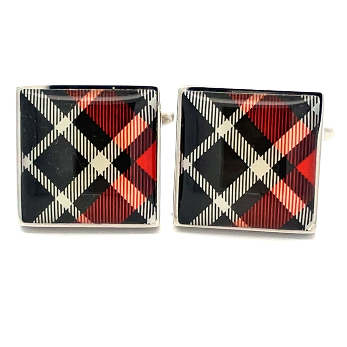 Red Scottish Tartan Plaid Cufflinks