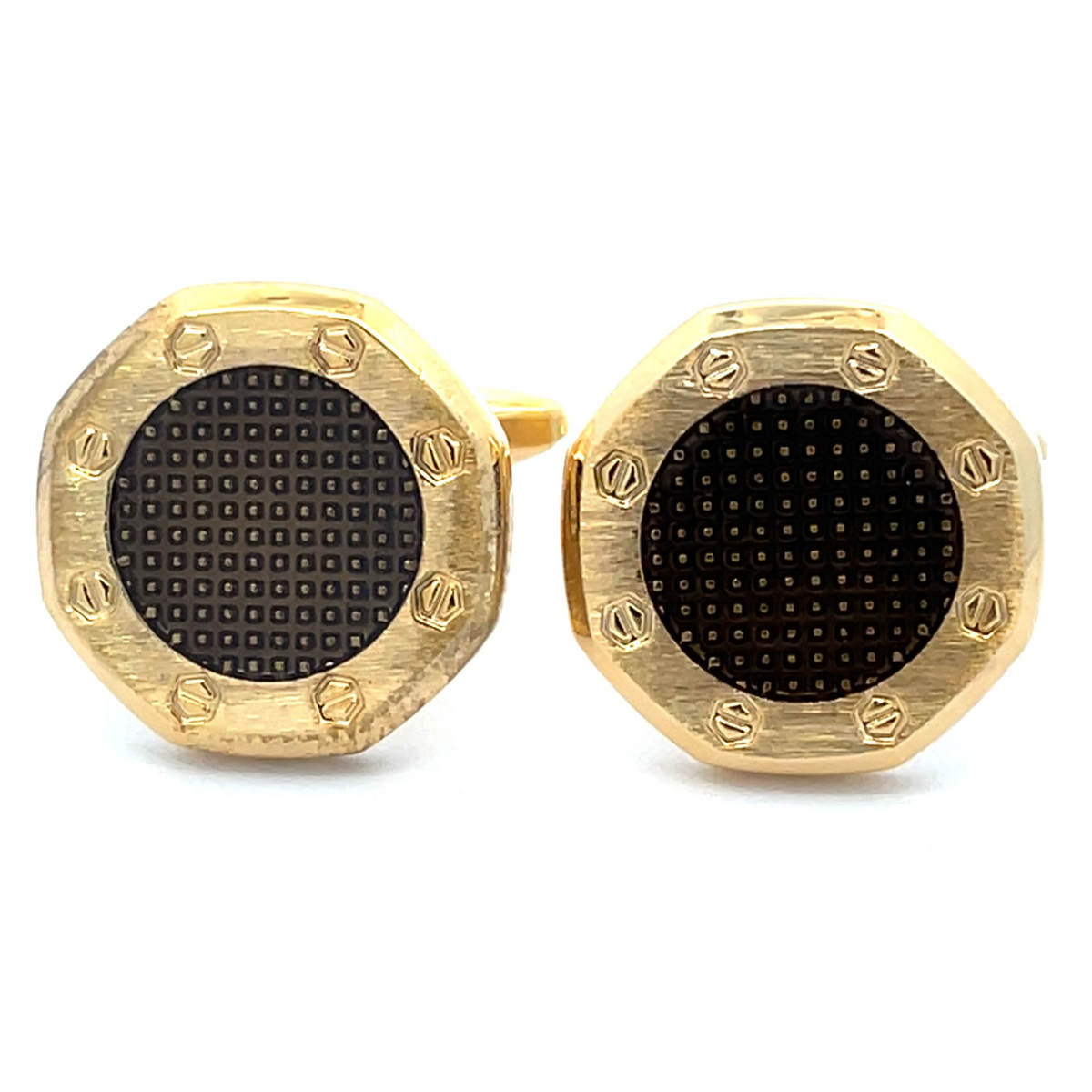 Brushed Gold with Black Texture Cufflinks