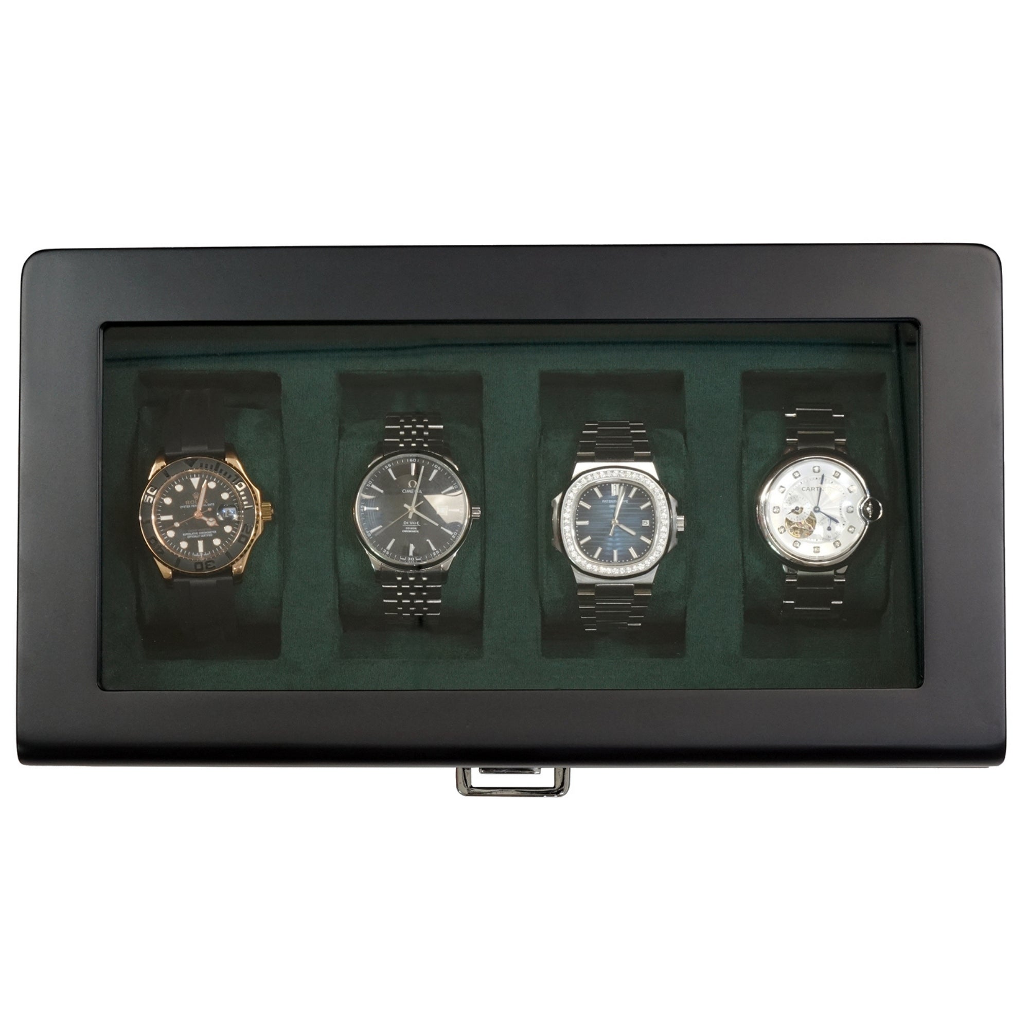 Seconds - 4 Slots Wooden Watch Box with Green Interior and Drawer