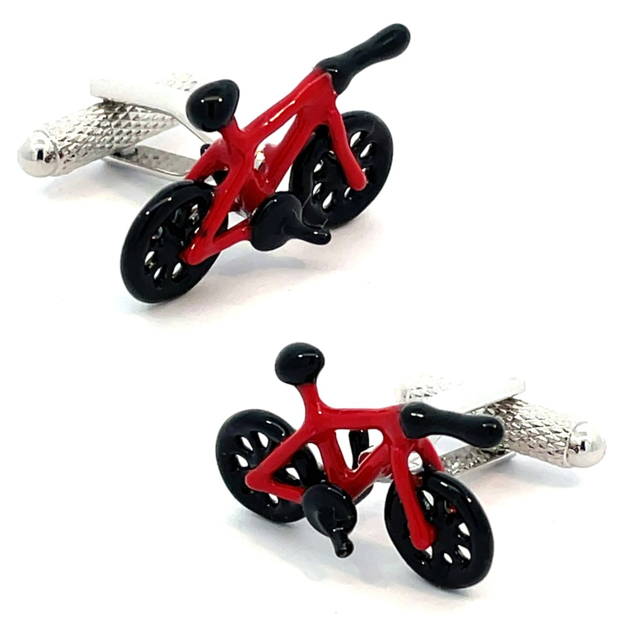 Red Triathlon Bike Cufflinks