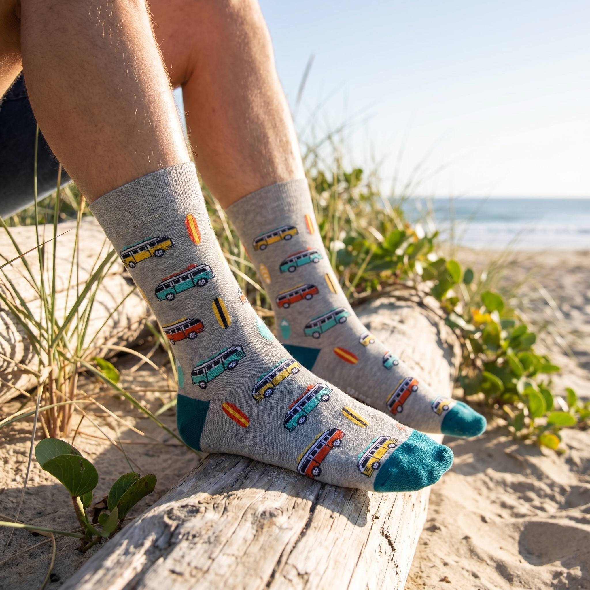 Beach Kombi VW Bamboo Socks by Dapper Roo lifestyle image