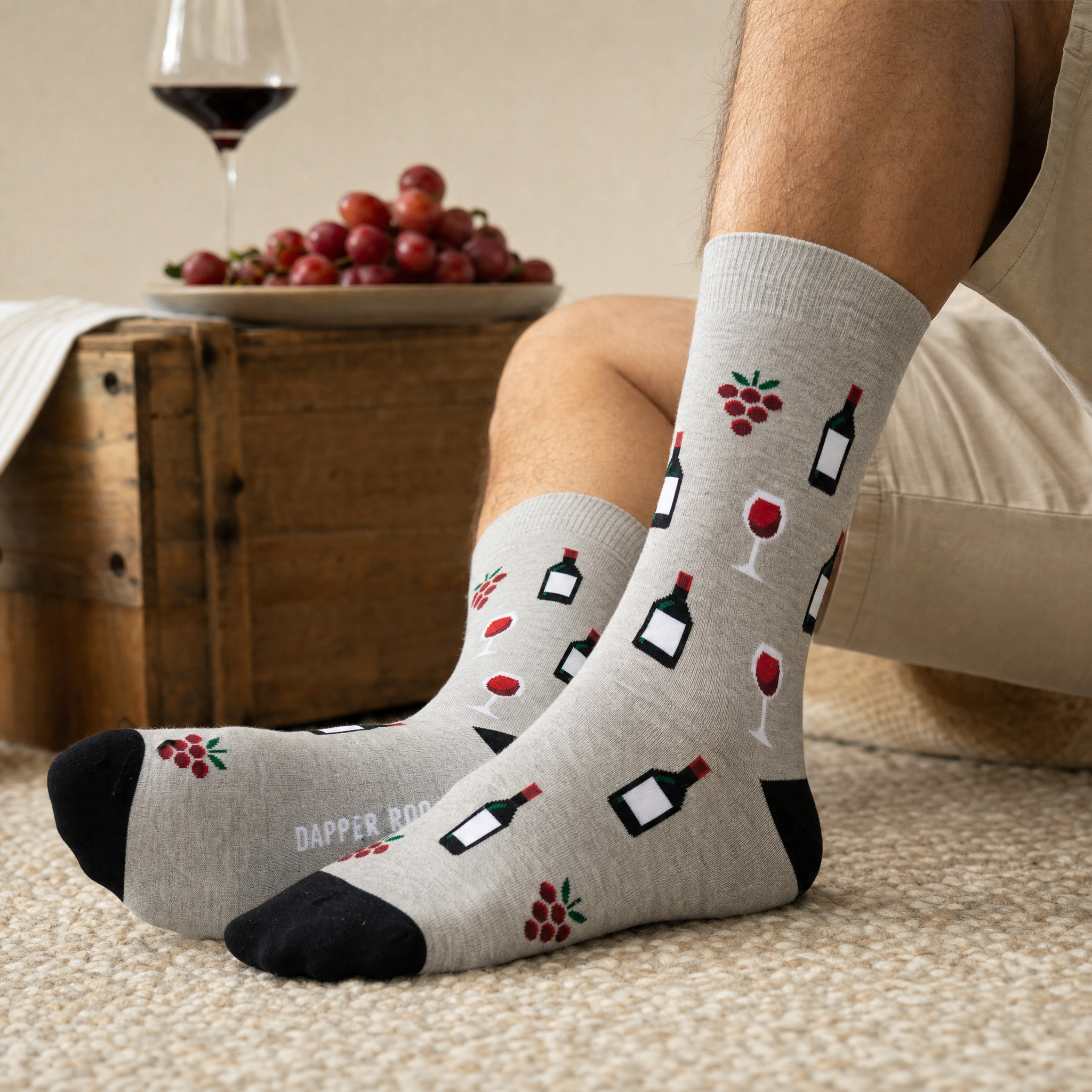 Corked Red Wine Bamboo Socks by Dapper Roo lifestyle image
