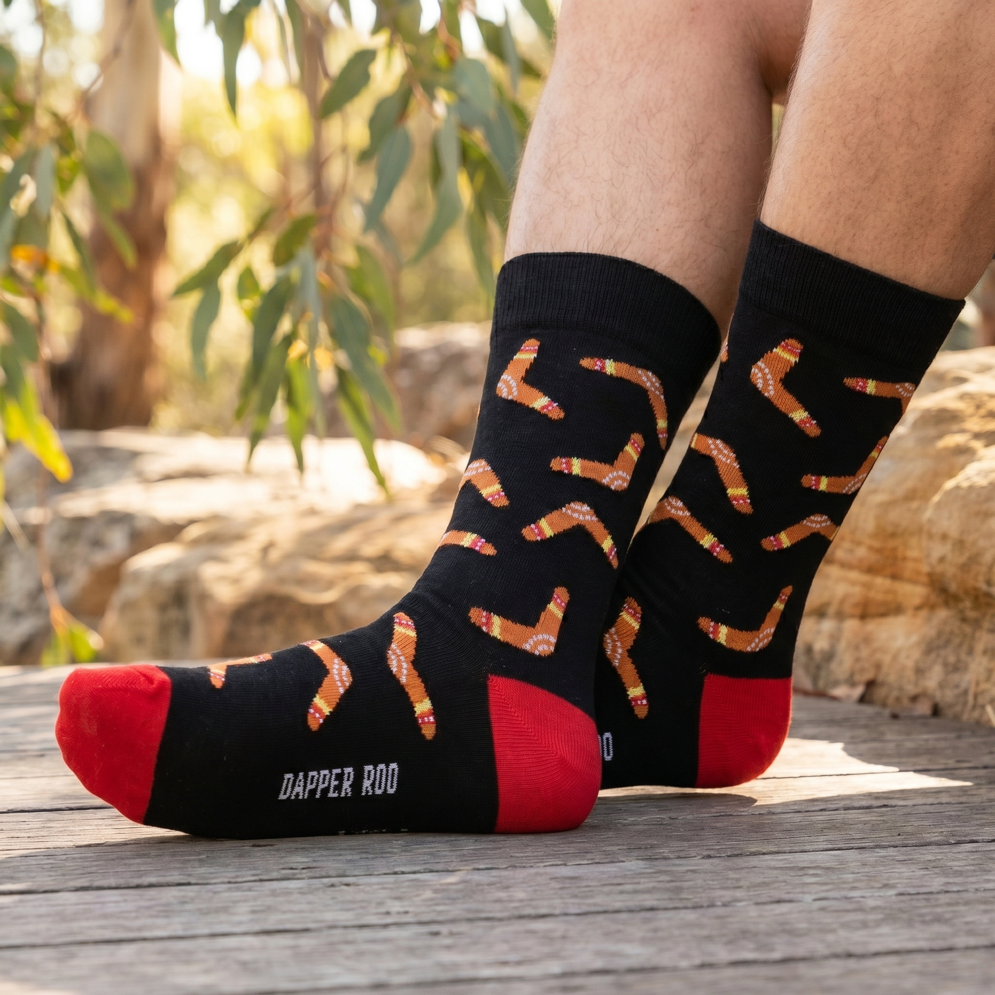 Life is Like a Boomerang Bamboo Socks by Dapper Roo lifestyle image