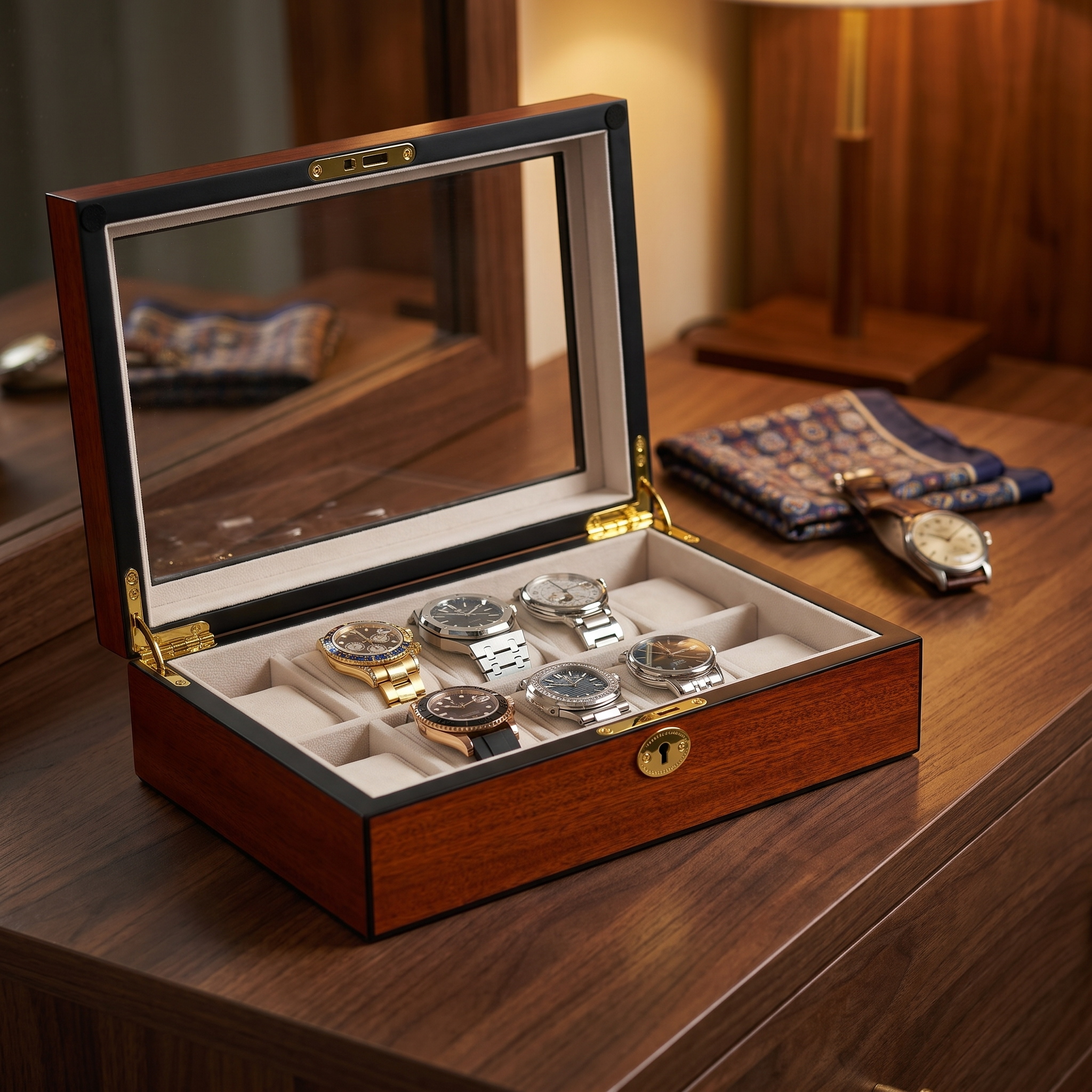 Cherry Wooden Watch Box for 10 Watches — lifestyle shot